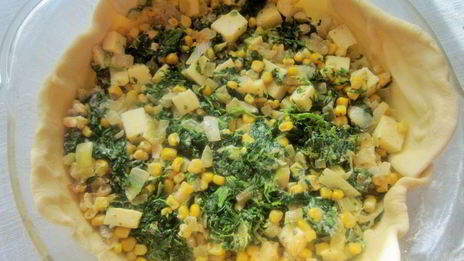 пицца с сыром и шпинатом