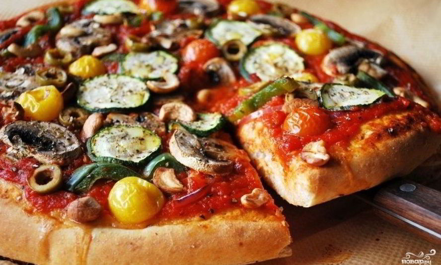 Рецепт вегетарианская пицца с грибами