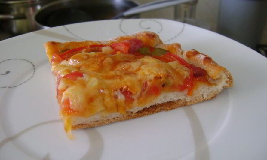 Рецепт золотистая пицца с ветчиной