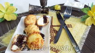 Творожные пончики с шоколадом