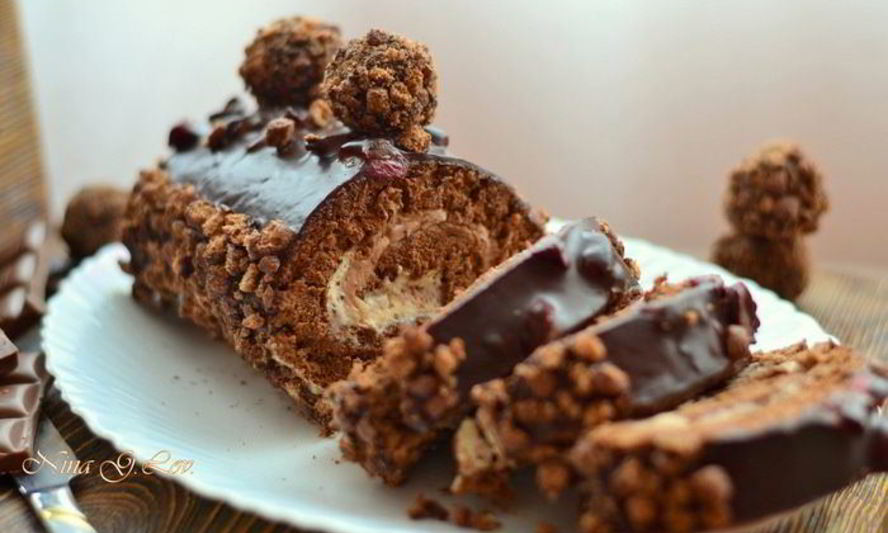 Рецепт шоколадно-трюфельный рулет