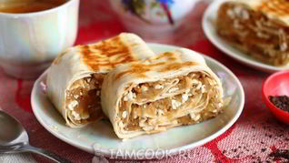 Ленивый штрудель из лаваша с яблоками