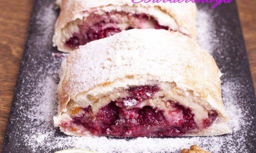 Рецепт ленивый штрудель с вишней и орехами