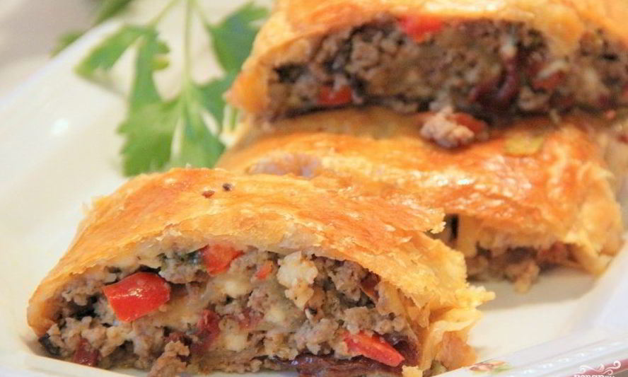 Рецепт мясной штрудель в духовке