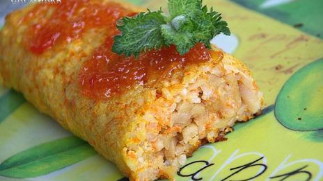 рисовый штрудель с томатно-яблочным джемом