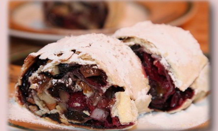 Рецепт штрудель из вытяжного теста с вишнями