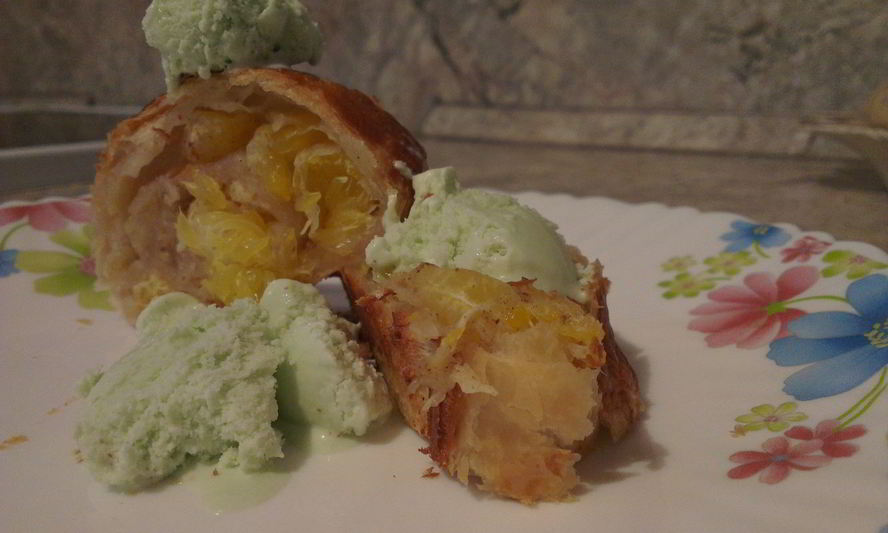 Рецепт штрудель с бананом и мандаринами