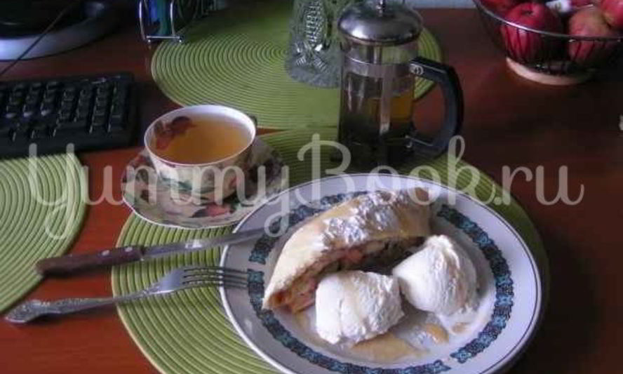 Рецепт штрудель яблочный с мороженым