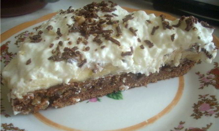 Рецепт шоколадно-банановый торт со сливками