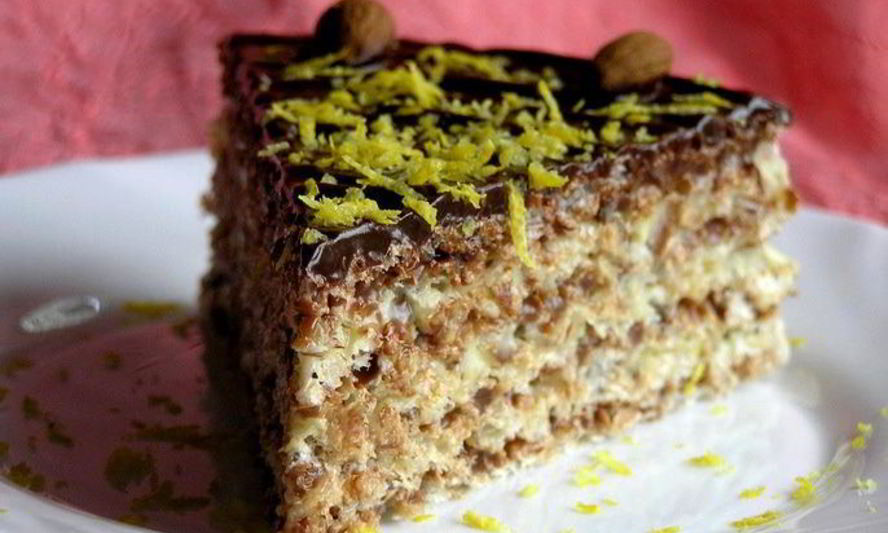 Рецепт шоколадно-лимонный вафельный торт с миндалем