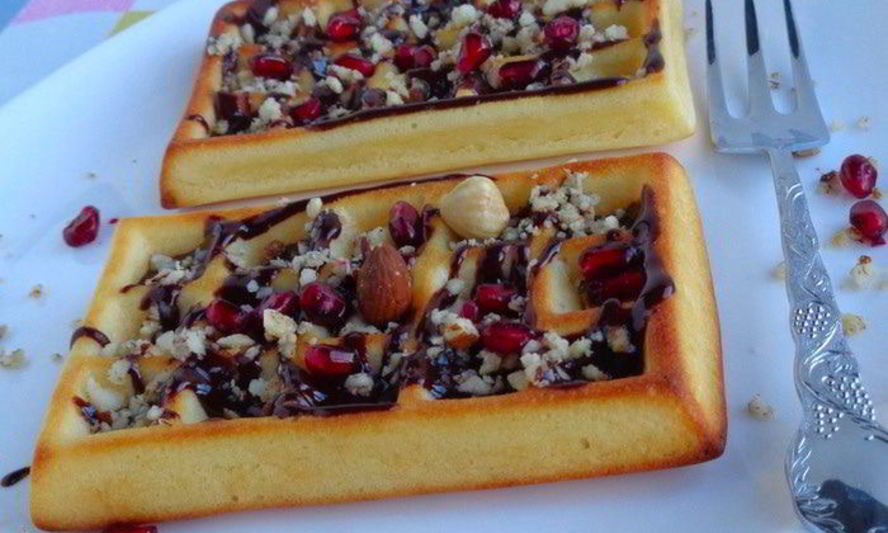 Рецепт бельгийские вафли с шоколадом и орешками без вафельницы
