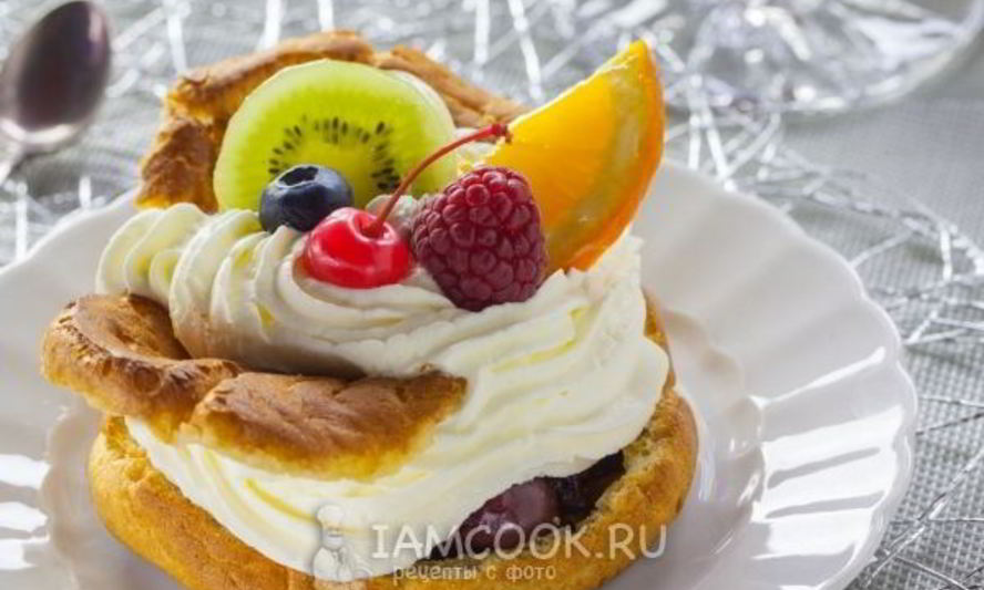 Рецепт большие эклеры с фруктами