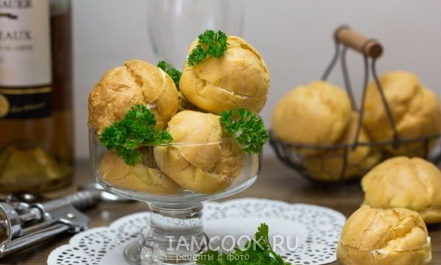 Рецепт профитроли с семгой и сливочным сыром