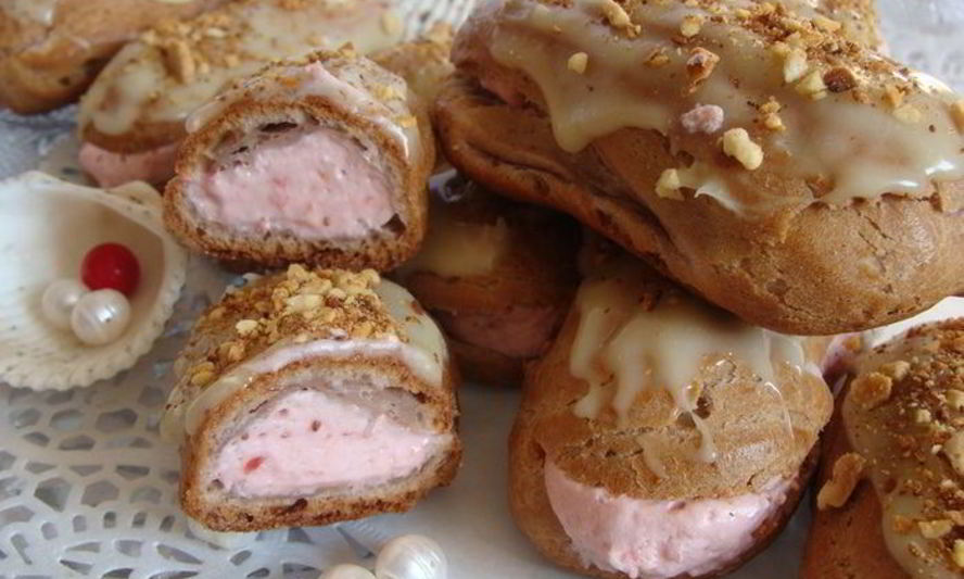 Рецепт эклеры клубника со сливками