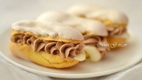 эклеры со сливочно-шоколадным кремом