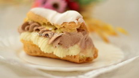 эклеры со сливочно-шоколадным кремом