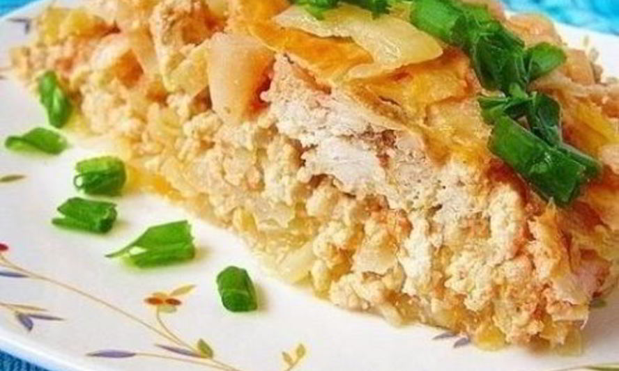 Рецепт капустная запеканка с куриным фаршем