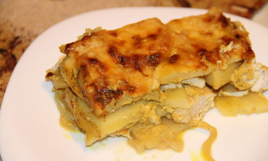 Рецепт картофельная запеканка с курицей и сыром