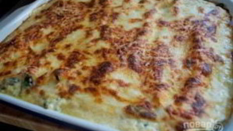 рыбная запеканка со шпинатом