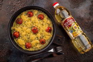 Сырная запеканка с помидорами черри