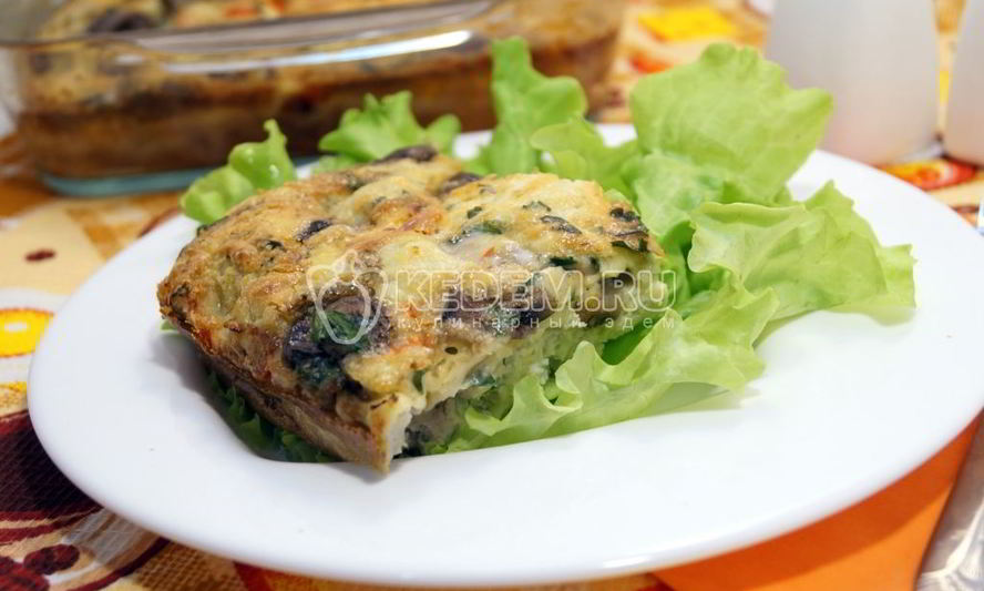 Рецепт яичная запеканка с грибами и овощами