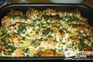 Запеканка из картофеля с куриными рулетиками