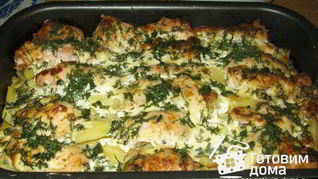 Запеканка из картофеля с куриными рулетиками