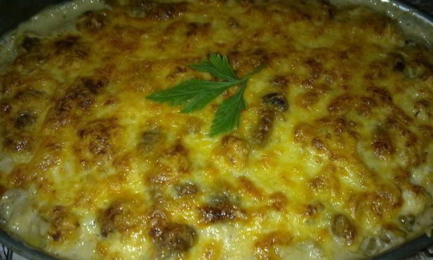 Рецепт запеканка из куриной грудки и опят