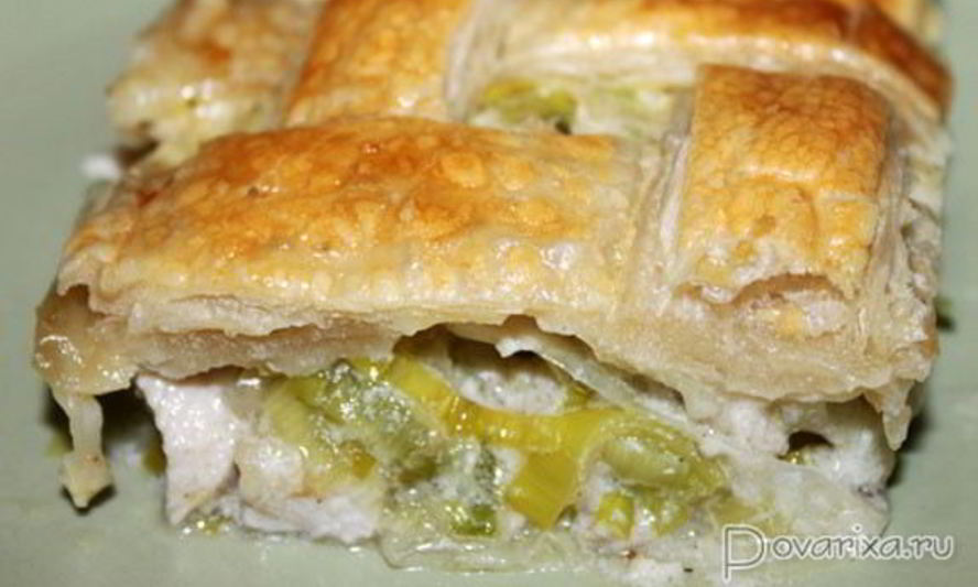 Рецепт запеканка из курицы под слоеным тестом
