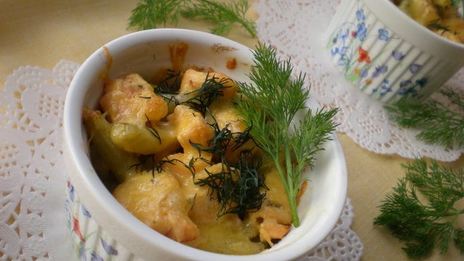 запеканка из риса и лосося