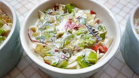 запеканка с крабовым мясом и луком-пореем