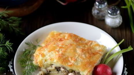 запеканка с курицей и грибами