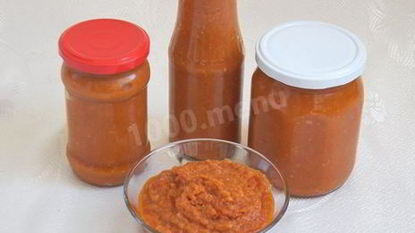 аджика из кабачков с томатной пастой на зиму