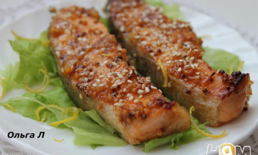 Рецепт семга в апельсиново-лимонном джеме