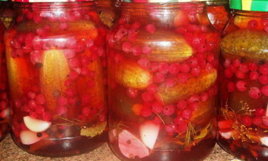 Рецепт маринованные огурчики с ягодами красной смородины