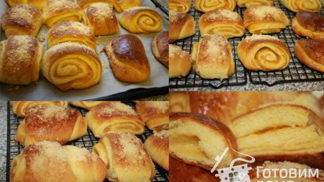 дрожжевые рулетики с яблочным повидлом