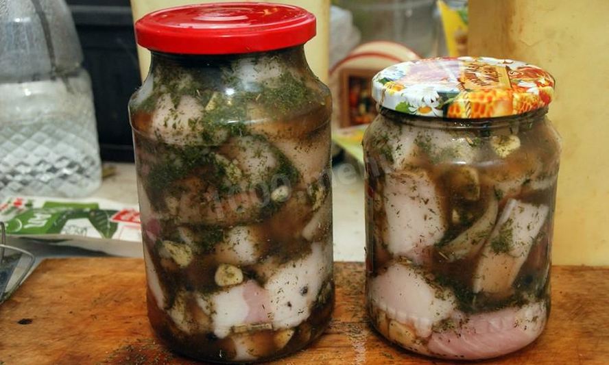 Рецепт сало в банке горячим рассолом