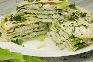 Белковый торт с курицей