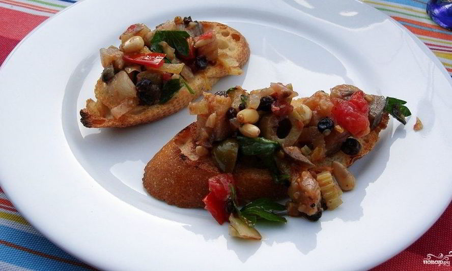 Рецепт брускетта с баклажанами