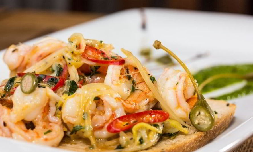 Рецепт брускетта с креветками