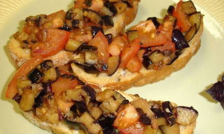 Рецепт хрустящая брускетта с баклажанами