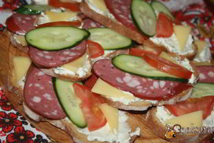 Бутерброды к завтраку Разноцветная мозаика