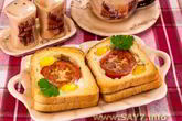 Горячие бутерброды с окороком, помидорами и яйцами
