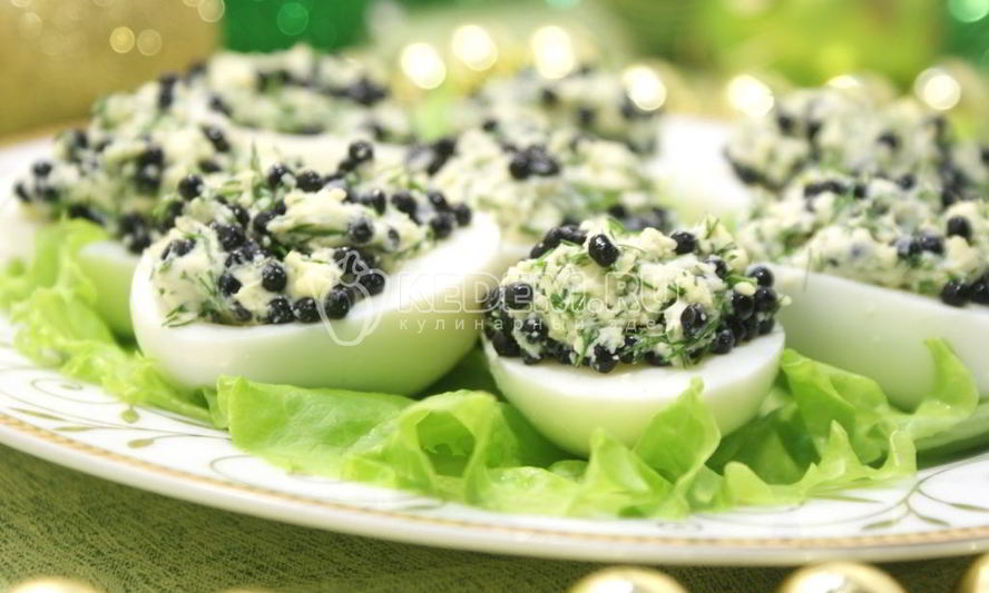 Рецепт фаршированные яйца с икорно-горчичной начинкой