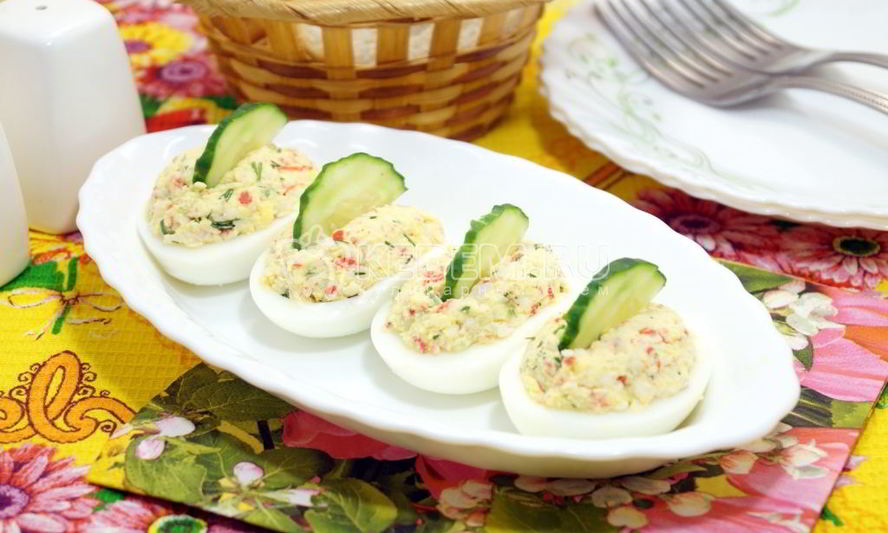Рецепт яйца фаршированные крабовыми палочками