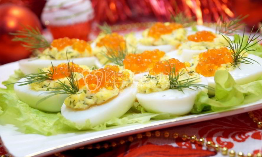 Рецепт яйца фаршированные красной икрой
