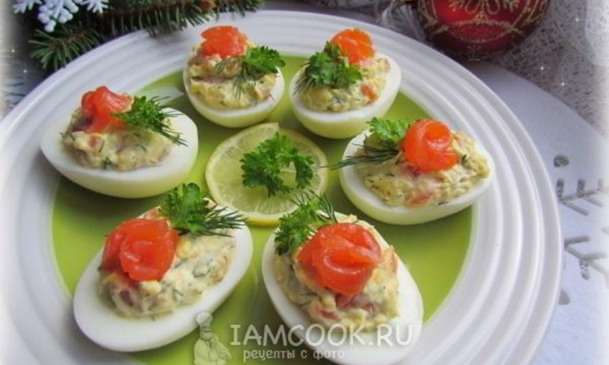 Рецепт яйца, фаршированные красной рыбой