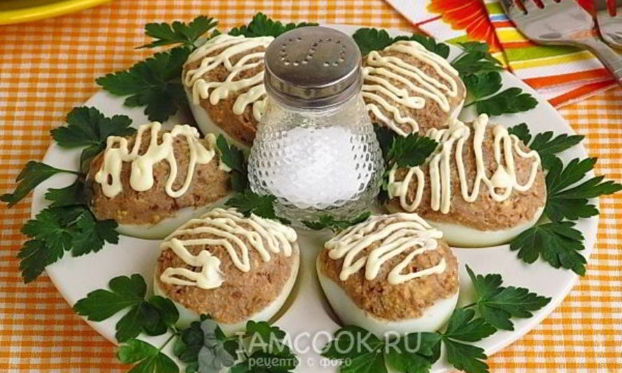 Рецепт яйца, фаршированные куриной печенью