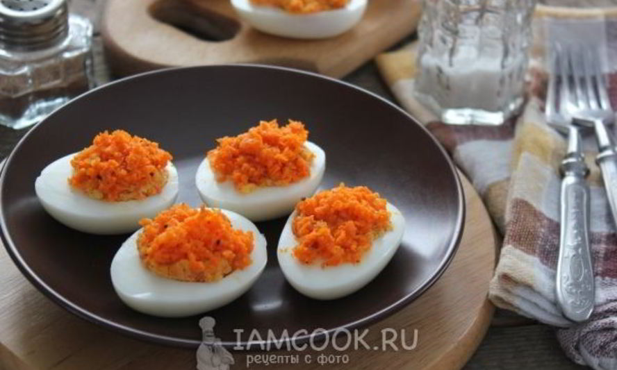 Рецепт яйца, фаршированные морковью