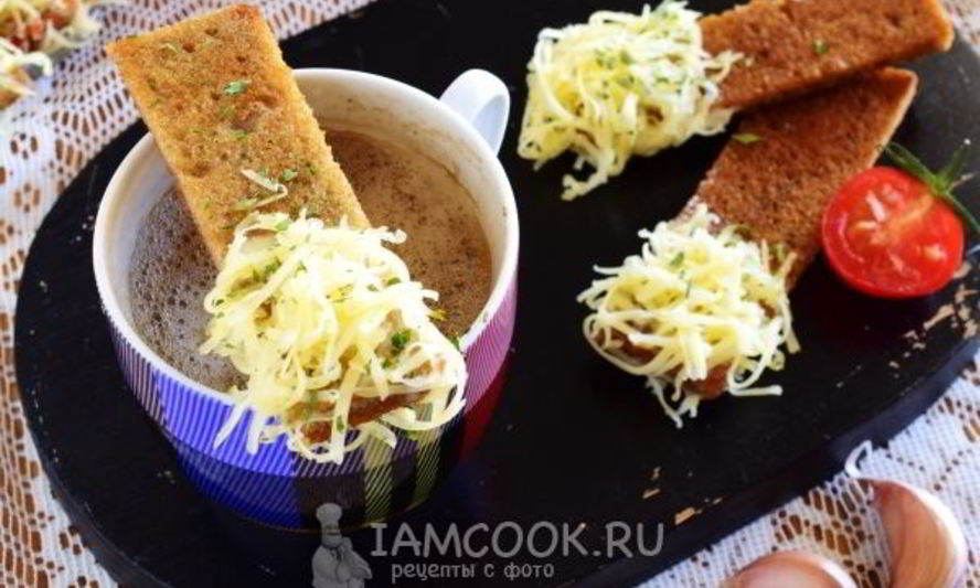 Рецепт чесночные гренки из черного хлеба